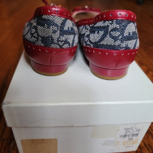 Rare! Dior Classic Canvas Logo Flats with Burgundy Trim - Picture 6 of 11